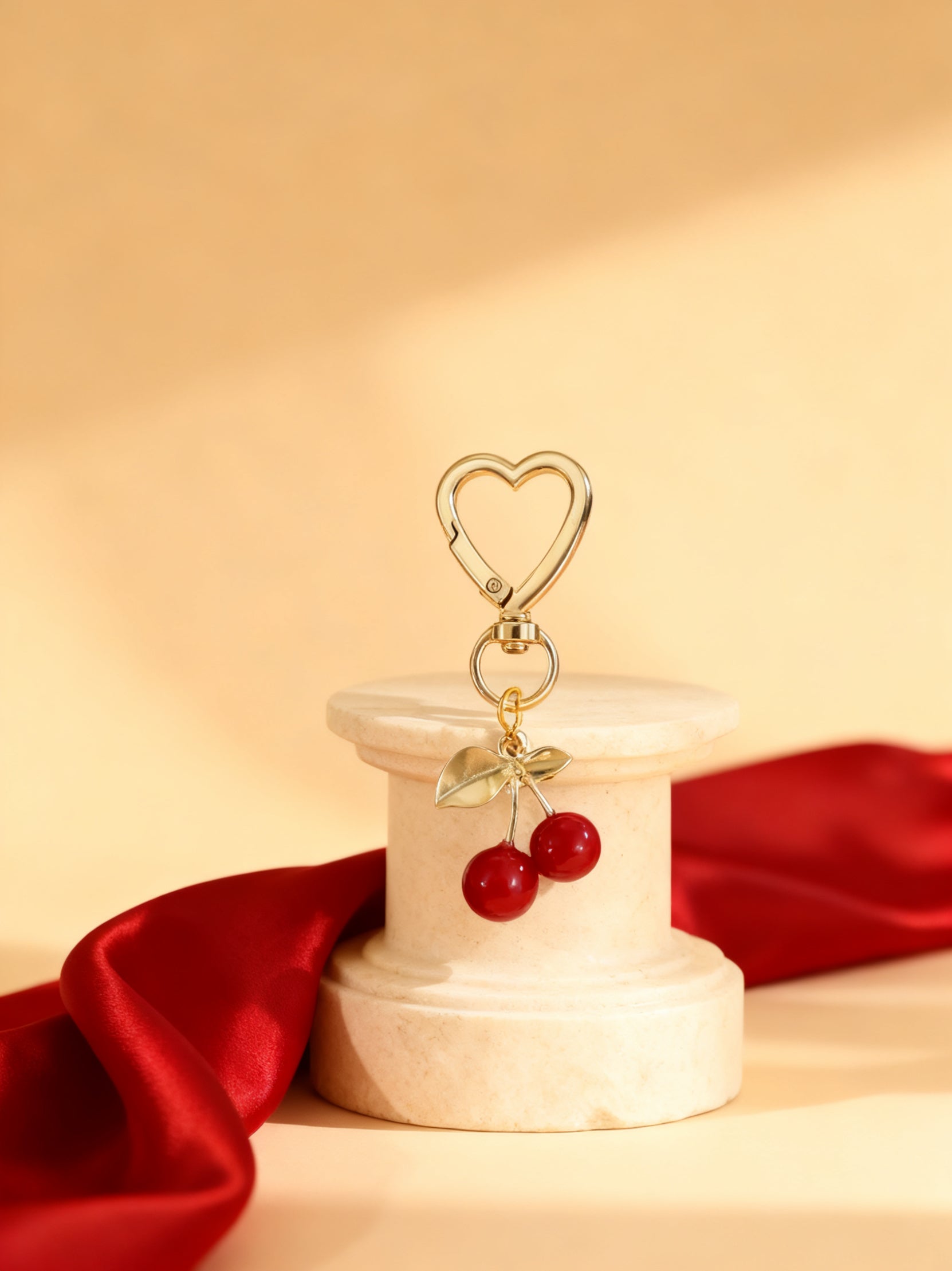 Fleur bag charm studio hero cherry red gold
