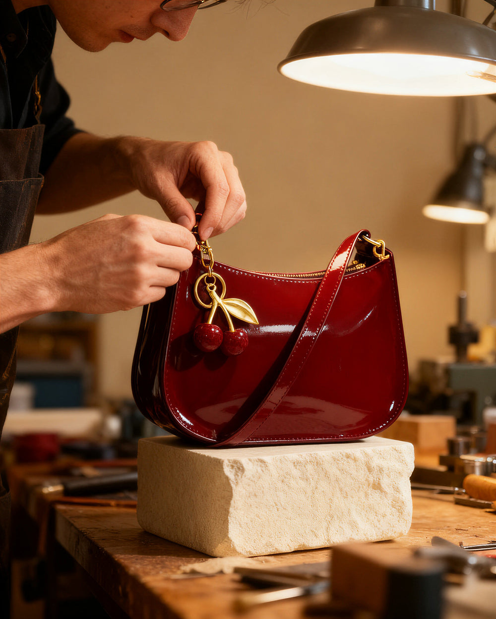 VIVE Cherry Charm Bag craftsmanship
